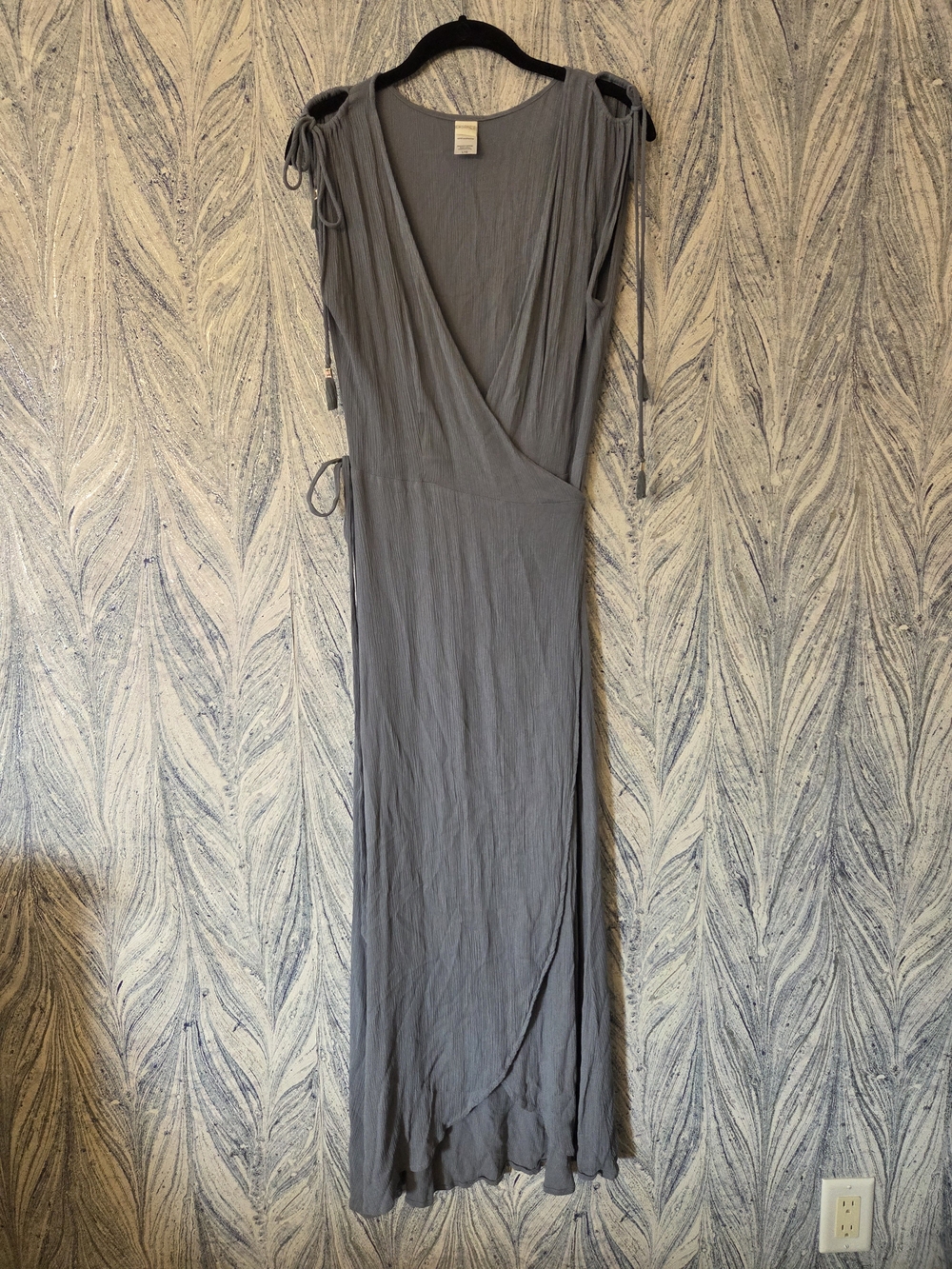 L*space Slate Blue Cold-Shoulder Wrap Maxi, Wrap Or Swim Cover Size Large - Picture 2 of 10